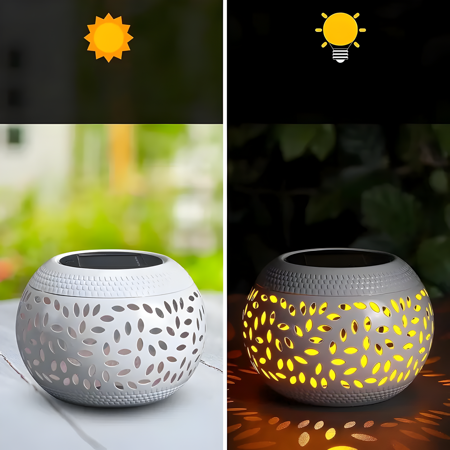 Hvitra – Set of 2 Solar-Powered Table Lamps in White Metal