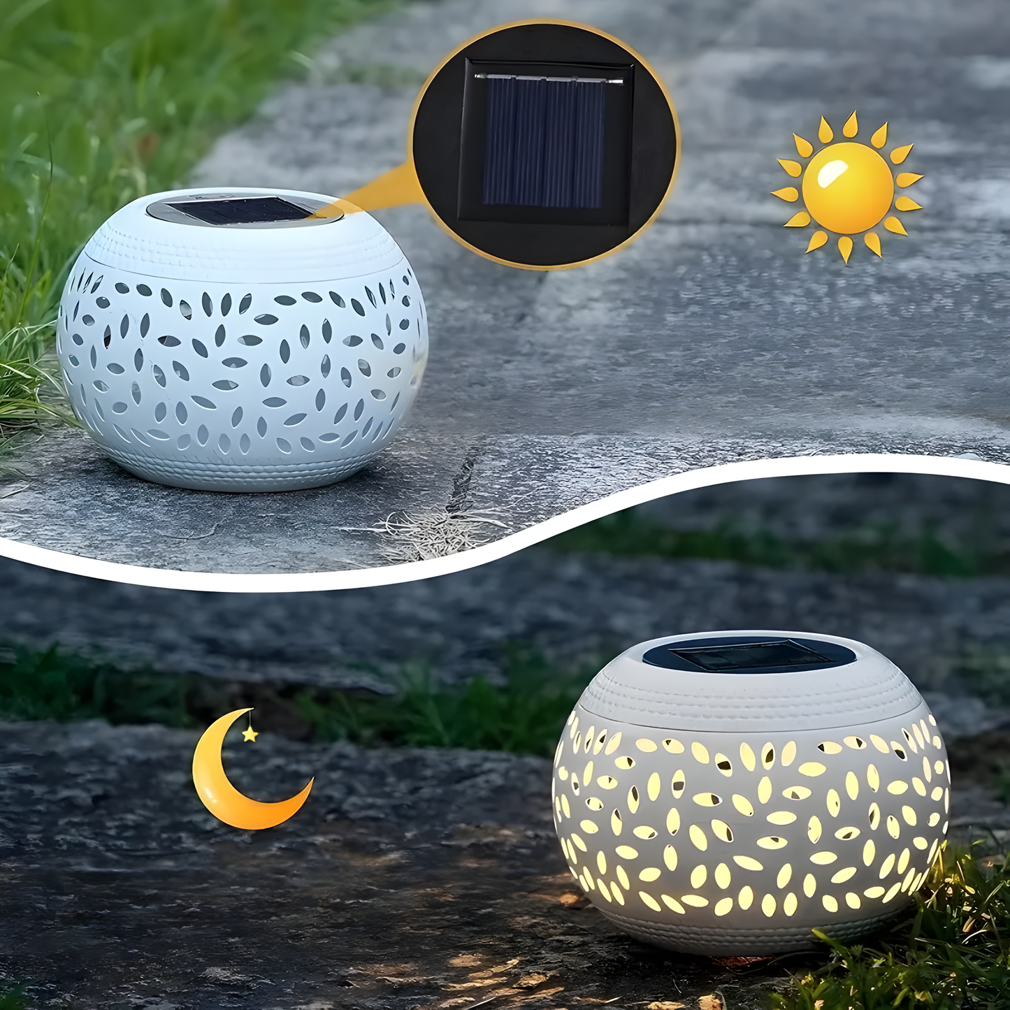 Hvitra – Set of 2 Solar-Powered Table Lamps in White Metal