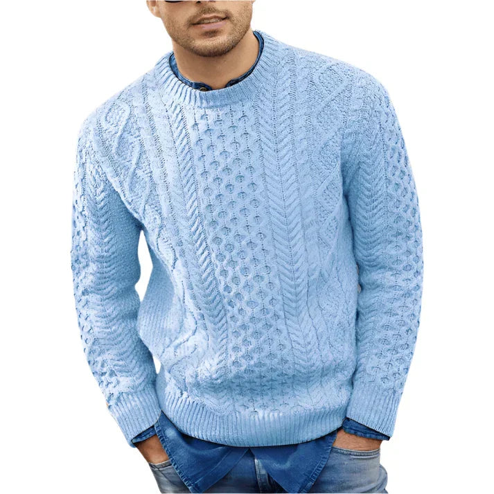 Theodore Men's Cable Knit Jumper – Classic Crew Neck Winter Sweater