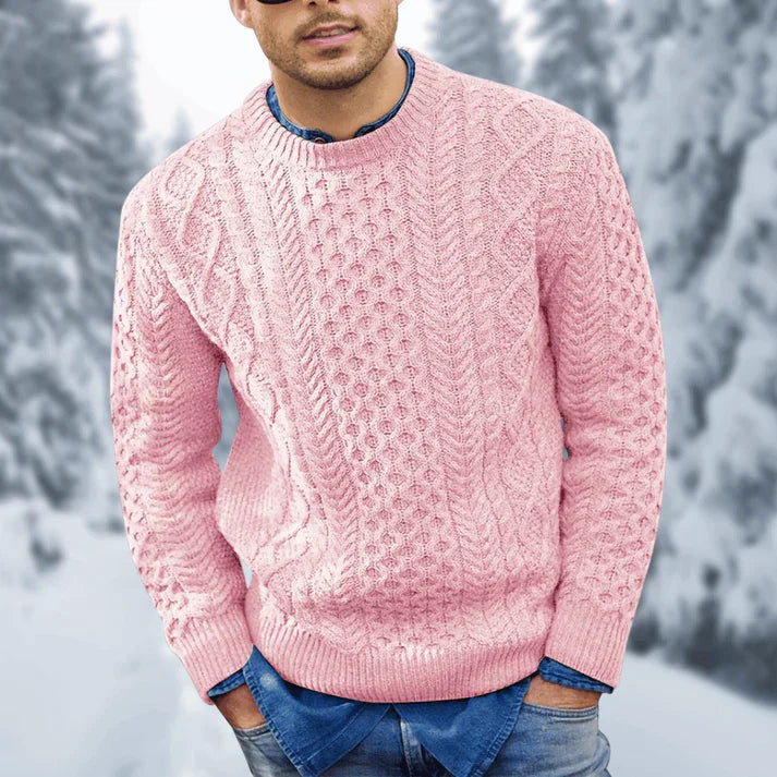 Theodore Men's Cable Knit Jumper – Classic Crew Neck Winter Sweater