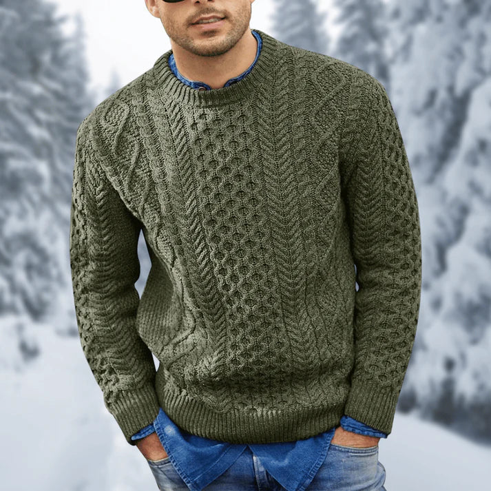 Theodore Men's Cable Knit Jumper – Classic Crew Neck Winter Sweater