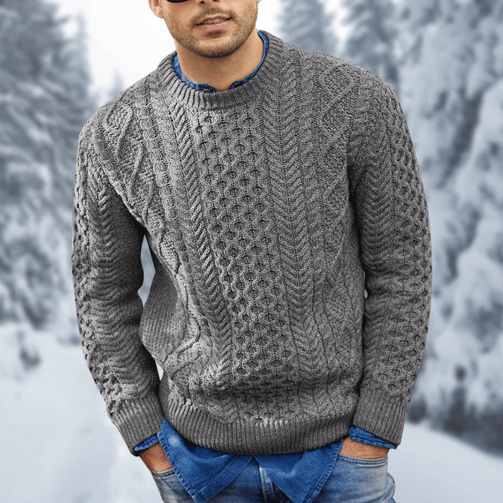 Theodore Men's Cable Knit Jumper – Classic Crew Neck Winter Sweater
