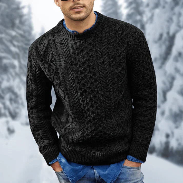 Theodore Men's Cable Knit Jumper – Classic Crew Neck Winter Sweater