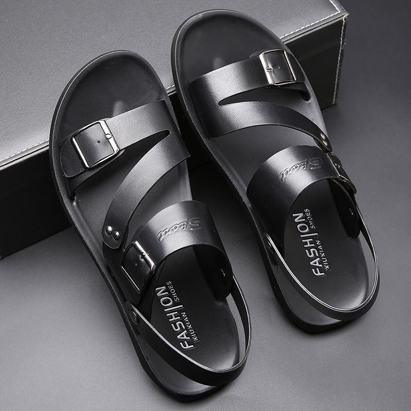 Ethan Men's Leather Sandals – Adjustable Buckle Comfort Summer Walking Sandals