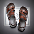 Ethan Men's Leather Sandals – Adjustable Buckle Comfort Summer Walking Sandals