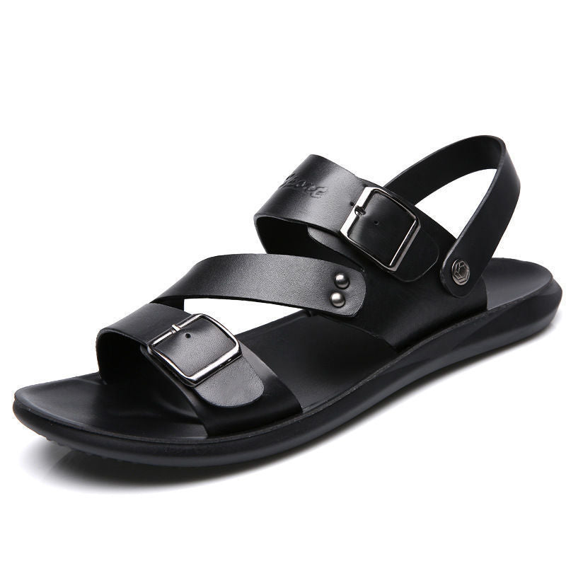 Ethan Men's Leather Sandals – Adjustable Buckle Comfort Summer Walking Sandals