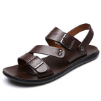 Ethan Men's Leather Sandals – Adjustable Buckle Comfort Summer Walking Sandals