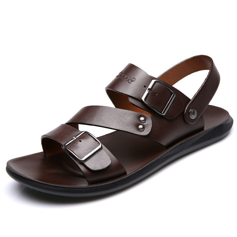 Ethan Men's Leather Sandals – Adjustable Buckle Comfort Summer Walking Sandals