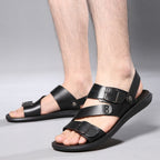 Ethan Men's Leather Sandals – Adjustable Buckle Comfort Summer Walking Sandals