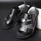 Ethan Men's Leather Sandals – Adjustable Buckle Comfort Summer Walking Sandals