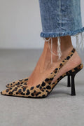 Sally Women's Slingback Heels – Pointed Toe Animal Print Stiletto Court Shoes