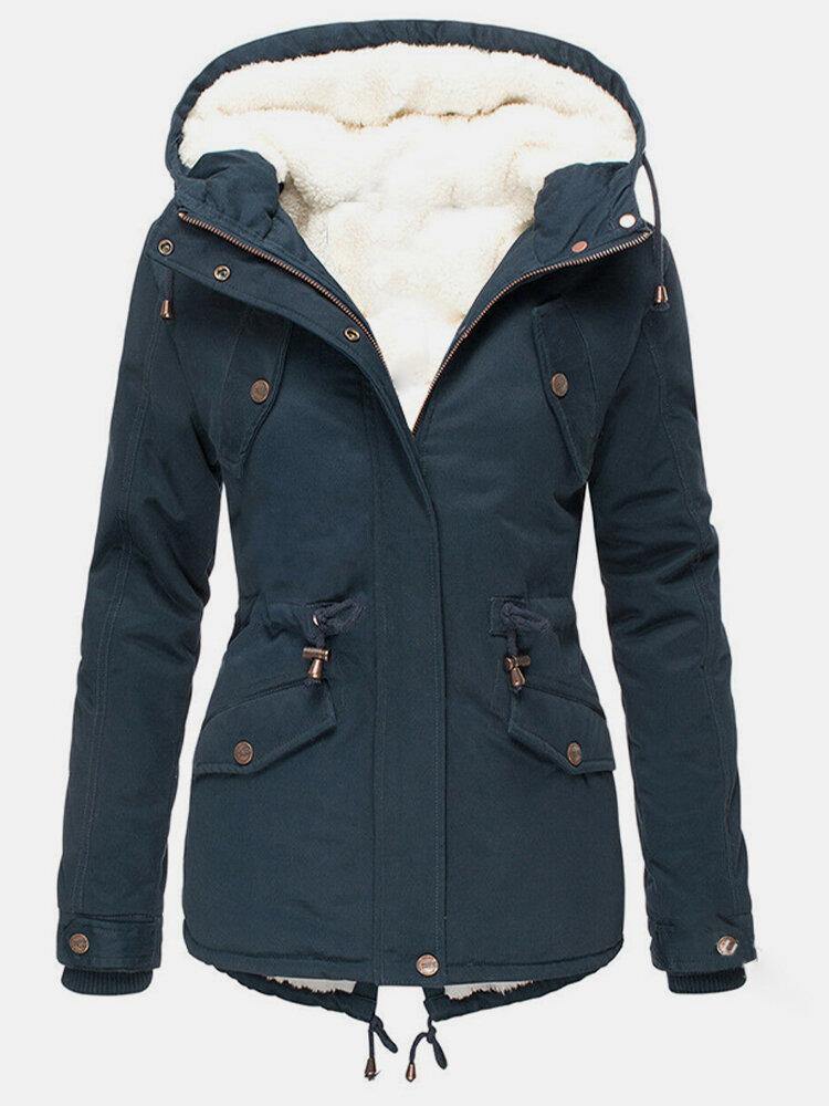 Zelda Women's Long Winter Jacket – Waterproof Hood, Warm Lining & Zip Fastening