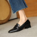 Daphne Women's Mary Jane Loafers – Leather Chunky Heel Comfort Shoes