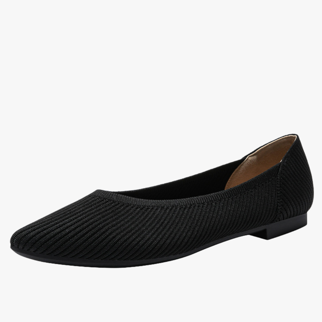 Hazel Women's Knit Ballet Flats – Pointed Toe Memory Foam Comfort Shoes