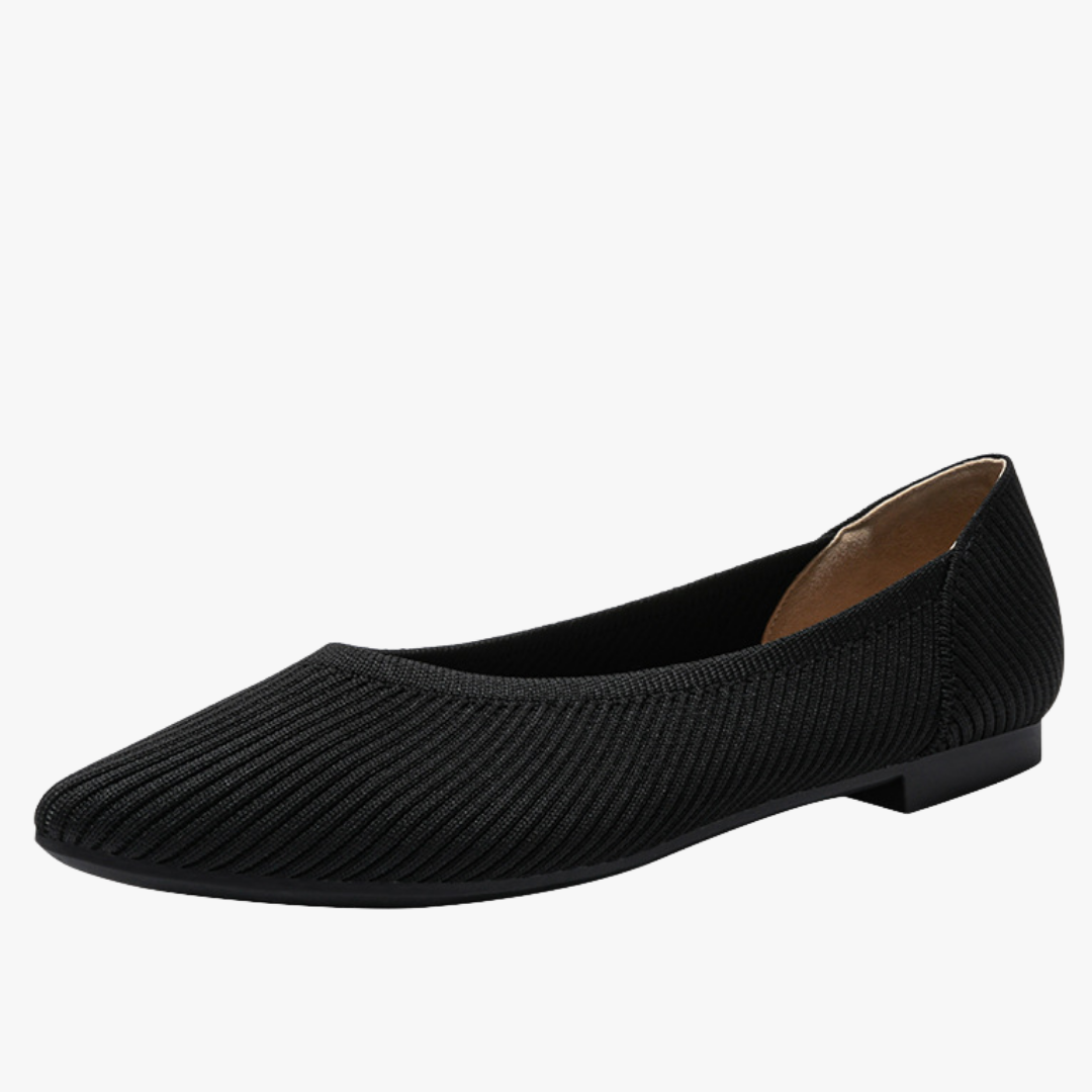 Hazel Women's Knit Ballet Flats – Pointed Toe Memory Foam Comfort Shoes