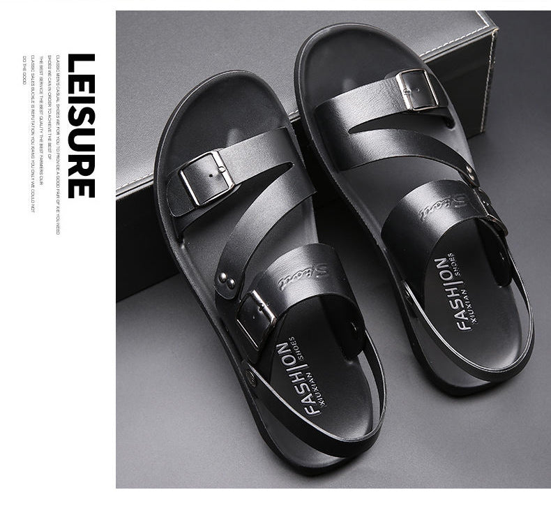 Ethan Men's Leather Sandals – Adjustable Buckle Comfort Summer Walking Sandals