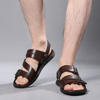 Ethan Men's Leather Sandals – Adjustable Buckle Comfort Summer Walking Sandals