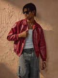 Miler Men's Faux Leather Jacket – Oversized Zip Up Urban Biker Coat