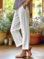 Amelia Women's Linen Trousers – Wide Leg Lightweight Casual Summer Pants
