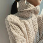 Celeste Women's Cashmere Roll Neck Jumper – 100% Cashmere Luxury Knit Sweater