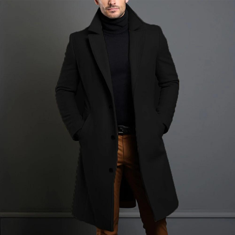 Edmund Men's Wool Coat – Classic Tailored Winter Overcoat Smart Casual Jacket