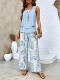Rosalind Women's Floral Co-Ord Set – Elegant Blouse & Trousers Casual Outfit