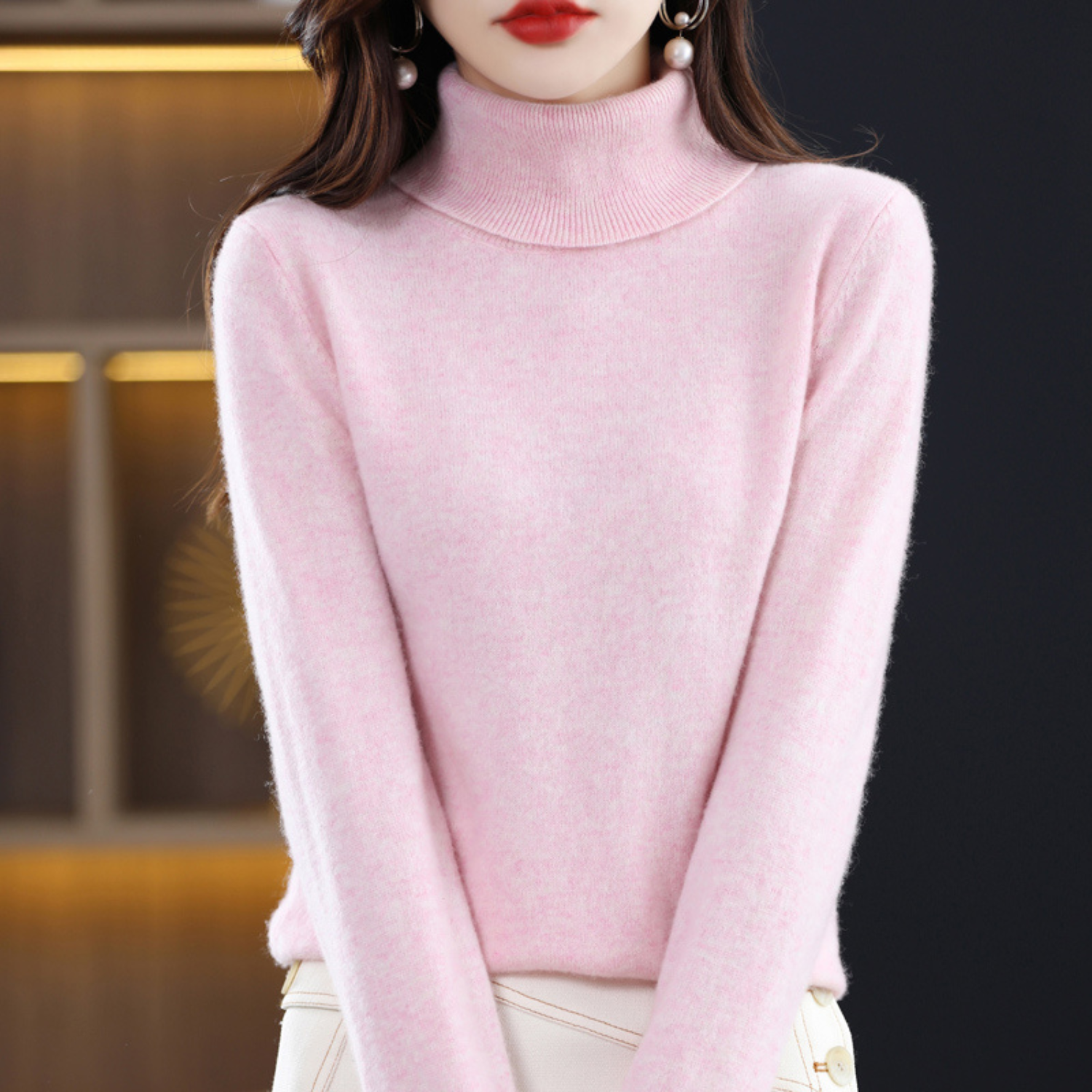 Isabelle Women's Cashmere Roll Neck Jumper – 100% Cashmere Luxury Knit Sweater