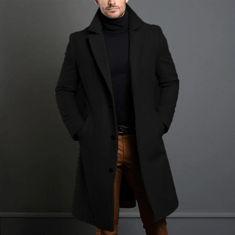 Frederick Men's Long Trench Coat – Smart Winter Overcoat for Business & Everyday Wear