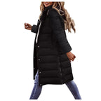 Rowena Women's Long Puffer Coat – Adjustable Hood, Two-Way Zip & Deep Pockets