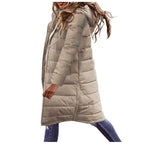 Rowena Women's Long Puffer Coat – Adjustable Hood, Two-Way Zip & Deep Pockets