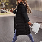Rowena Women's Long Puffer Coat – Adjustable Hood, Two-Way Zip & Deep Pockets