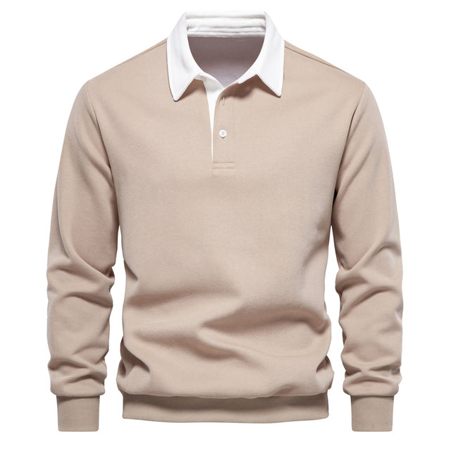 Declan Men's Polo Jumper – Breathable Long Sleeve Smart Casual Knit Sweater