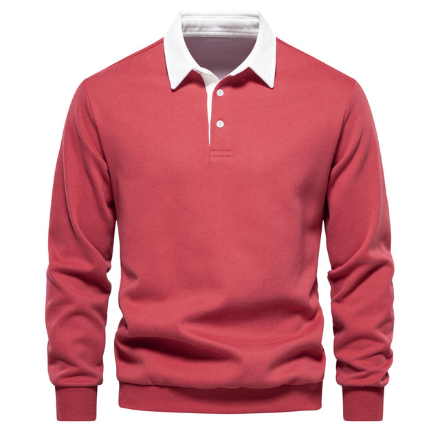Declan Men's Polo Jumper – Breathable Long Sleeve Smart Casual Knit Sweater