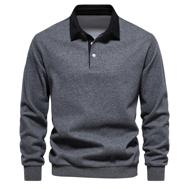 Declan Men's Polo Jumper – Breathable Long Sleeve Smart Casual Knit Sweater