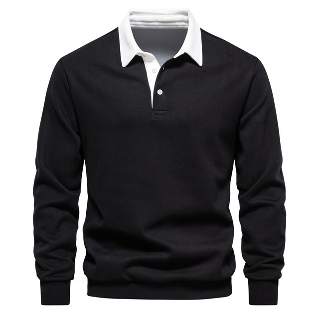 Declan Men's Polo Jumper – Breathable Long Sleeve Smart Casual Knit Sweater