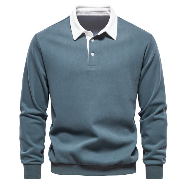 Declan Men's Polo Jumper – Breathable Long Sleeve Smart Casual Knit Sweater