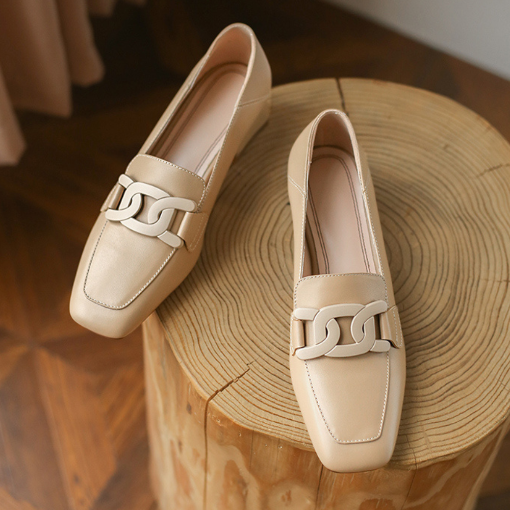 Daphne Women's Mary Jane Loafers – Leather Chunky Heel Comfort Shoes