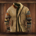 Wyatt Men's Fleece Jacket – Western Pattern Warm Zip Up Winter Coat