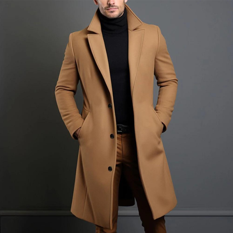 Edmund Men's Wool Coat – Classic Tailored Winter Overcoat Smart Casual Jacket
