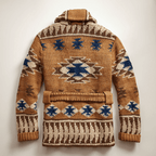 Tristan Men's Jacquard Cardigan – Western Knit Button Up Smart Casual Sweater