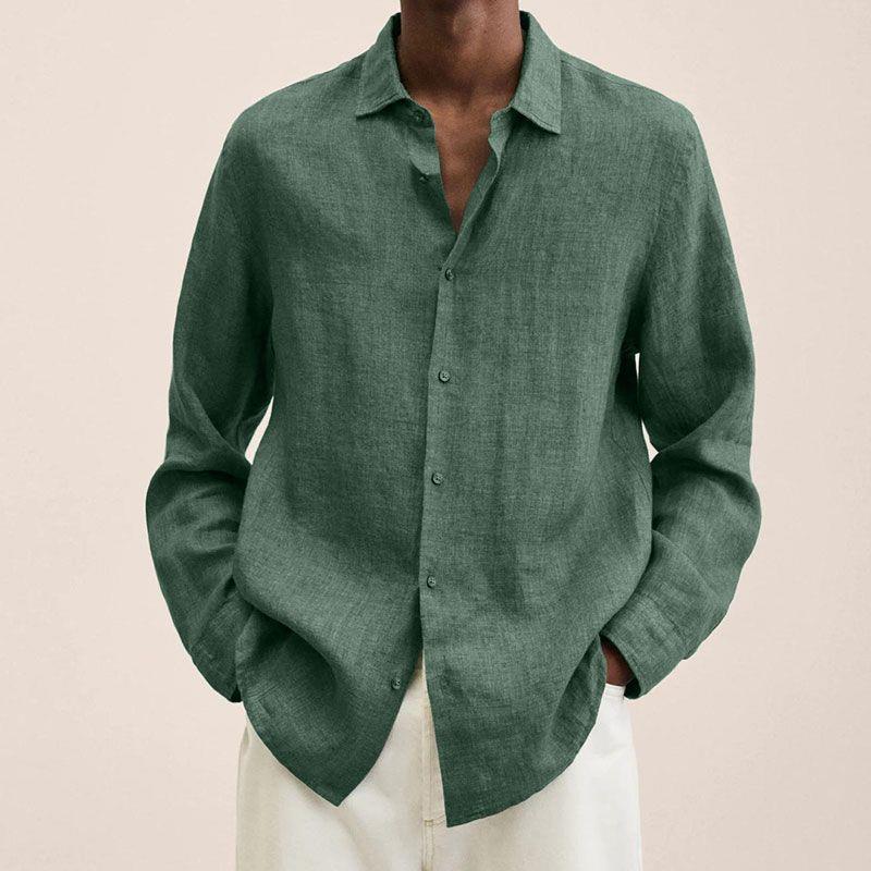 Oliver Men's Linen Shirt – Breathable Long Sleeve Smart Casual Summer Shirt