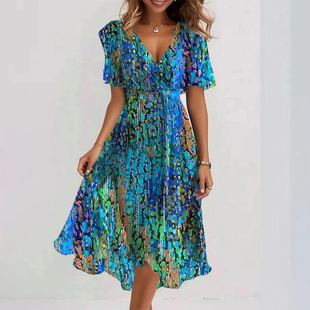 Millie Women's Floral Midi Dress – Elegant Fit & Flare Spring Summer Occasion Dress