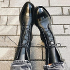 Josephine Women's Leather Ankle Boots – Lace Up Block Heel Zip Boots