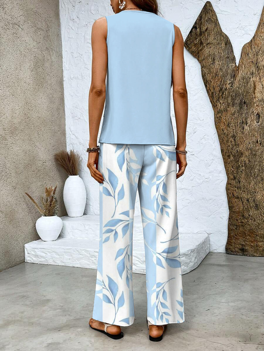 Rosalind Women's Floral Co-Ord Set – Elegant Blouse & Trousers Casual Outfit