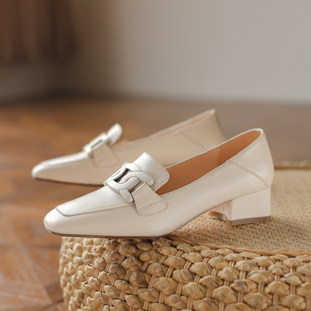 Daphne Women's Mary Jane Loafers – Leather Chunky Heel Comfort Shoes