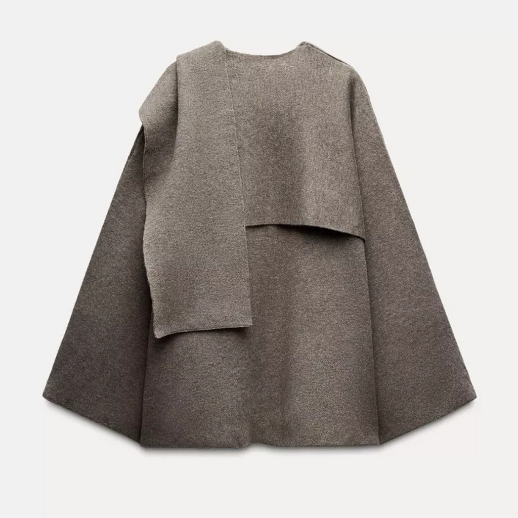 Colette Women's Wool Poncho – Asymmetric Warm Winter Cape Wrap