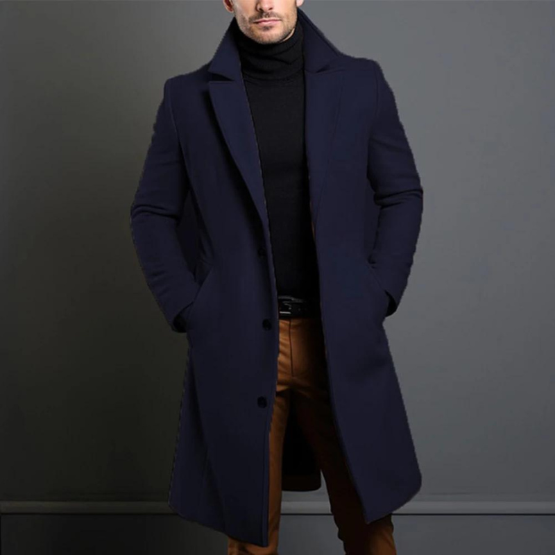 Edmund Men's Wool Coat – Classic Tailored Winter Overcoat Smart Casual Jacket