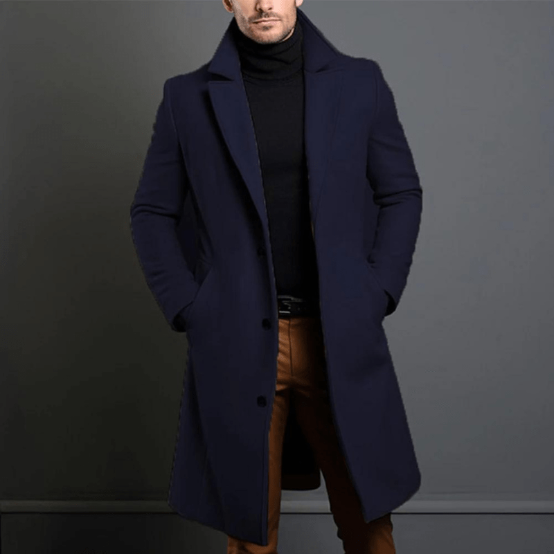 Frederick Men's Long Trench Coat – Smart Winter Overcoat for Business & Everyday Wear
