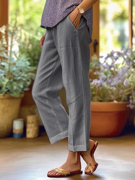 Amelia Women's Linen Trousers – Wide Leg Lightweight Casual Summer Pants