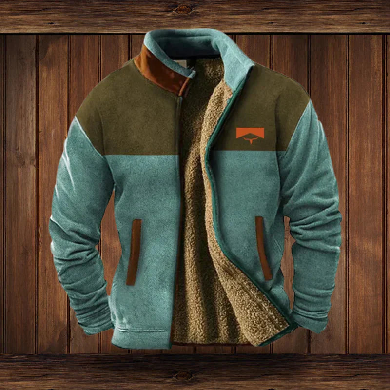 Wyatt Men's Fleece Jacket – Western Pattern Warm Zip Up Winter Coat